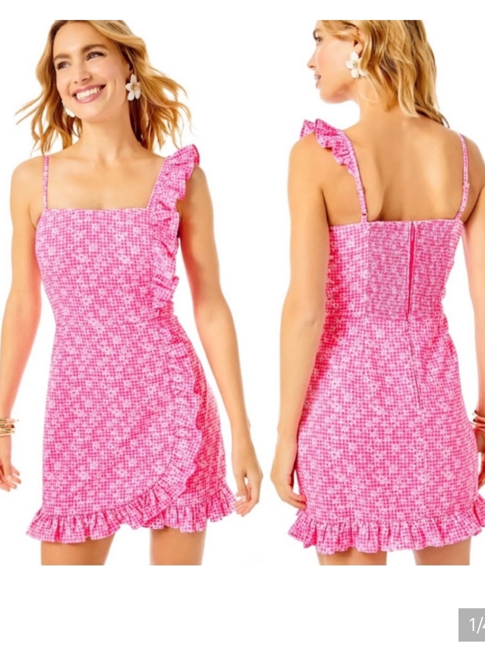 Lilly Pulitzer Pink Ruffle-Trim Mini Romper Maethe NWT